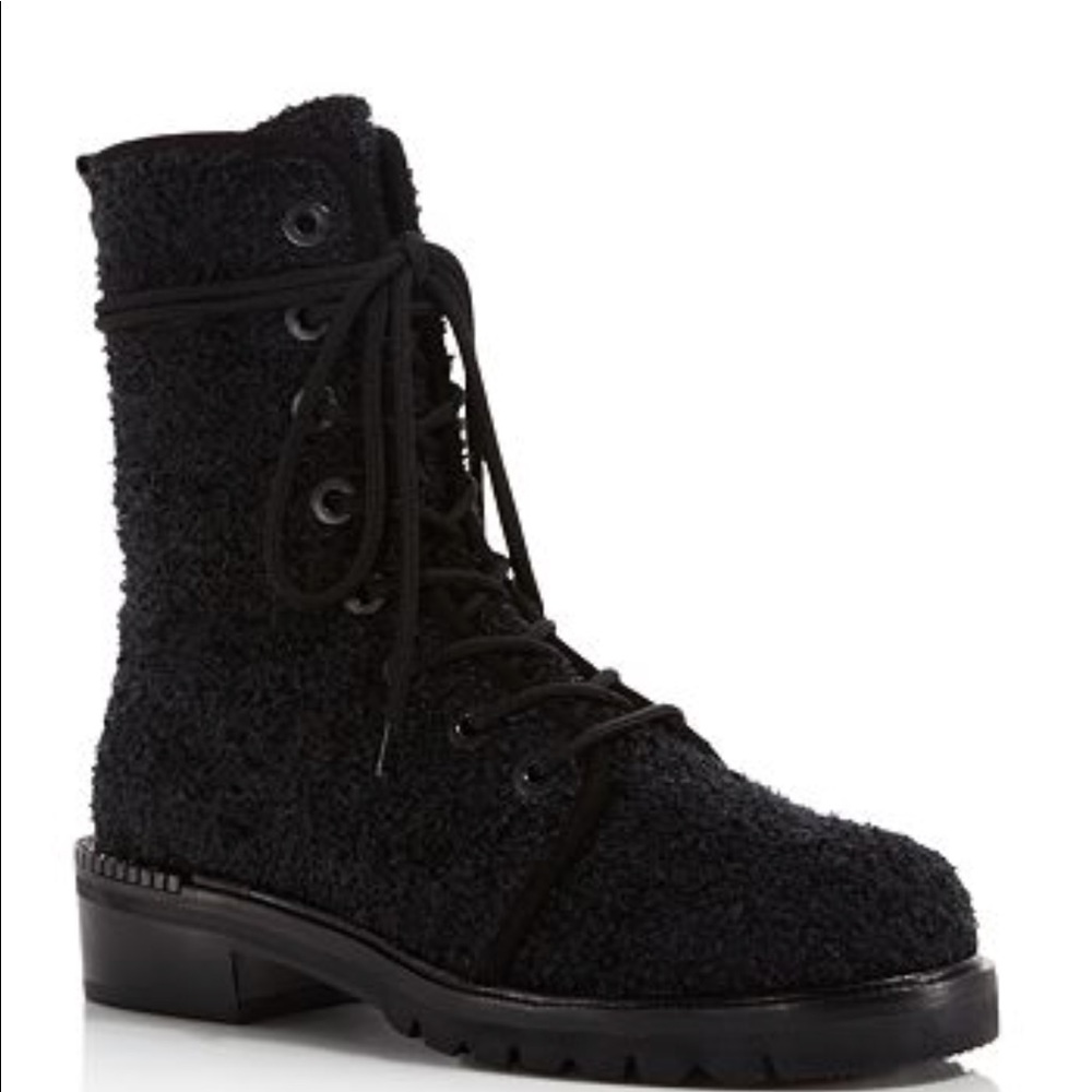 Stuart Weitzman Metermaid Boucle combat booties
